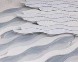 Aqua Carrara Goose Wave Mosaic Tile