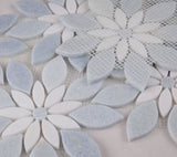 Aster Bloom Ocean Polished Flower Marble Mosaic Tile