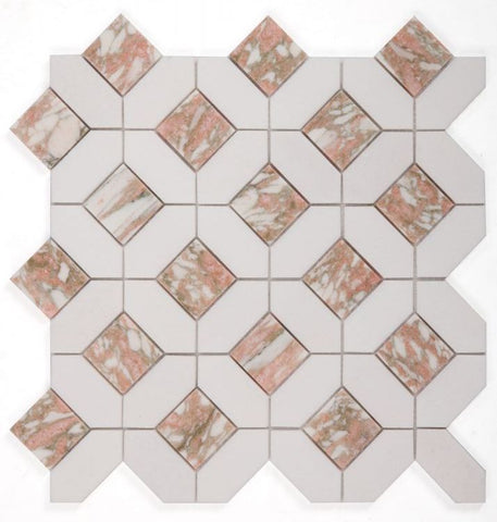 Luna Rose Polished Octagon Marble Mosaic Tile