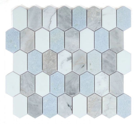 Zeta Livid Polished Elongated Hexagon Marble Mosaic Tile