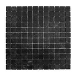 1 X 1 Black Marquina Marble Honed Mosaic Tile-Marble Mosaic-American Tile Depot