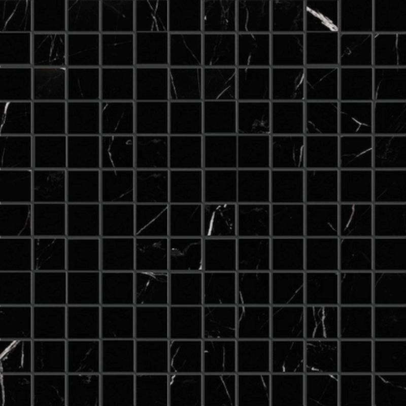 1 X 1 Black Marquina Marble Polished Mosaic Tile-Marble Mosaic-American Tile Depot