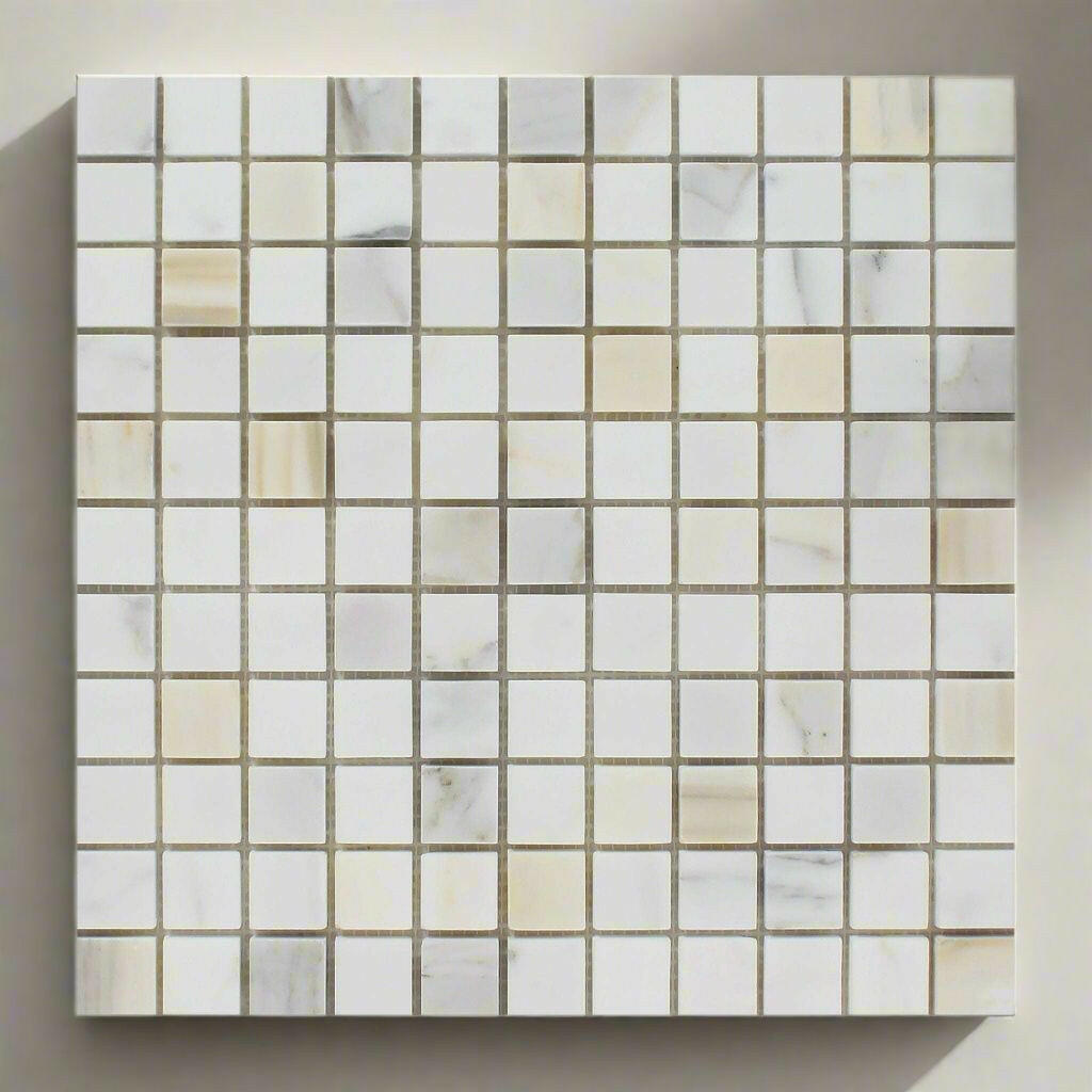 1 X 1 Calacatta Gold Marble Polished Mosaic Tile-Marble Mosaic-American Tile Depot