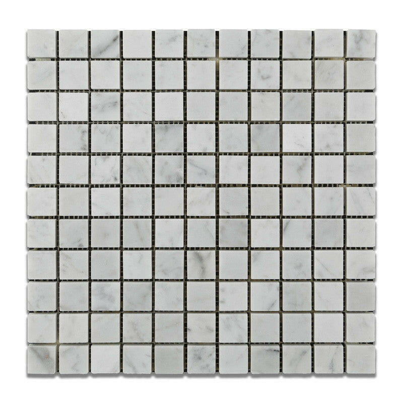 1 X 1 Carrara White Marble Honed Mosaic Tile-Marble Mosaic-American Tile Depot