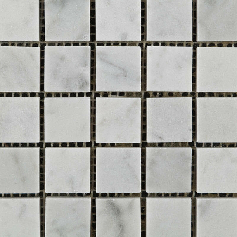 1 X 1 Carrara White Marble Polished Mosaic Tile-Marble Mosaic-American Tile Depot