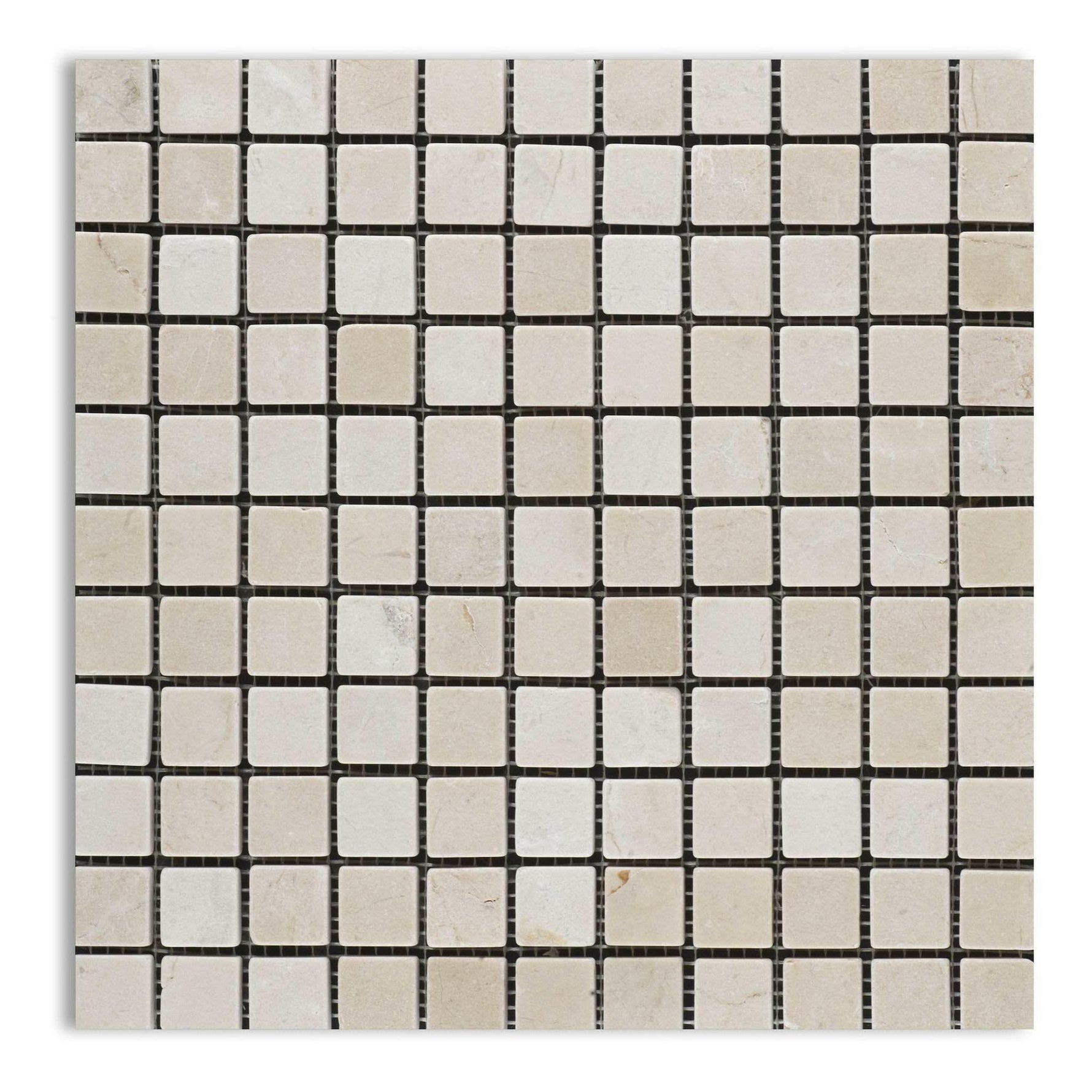 1 X 1 Crema Marfil Marble Tumbled Mosaic Tile-Marble Mosaic-American Tile Depot