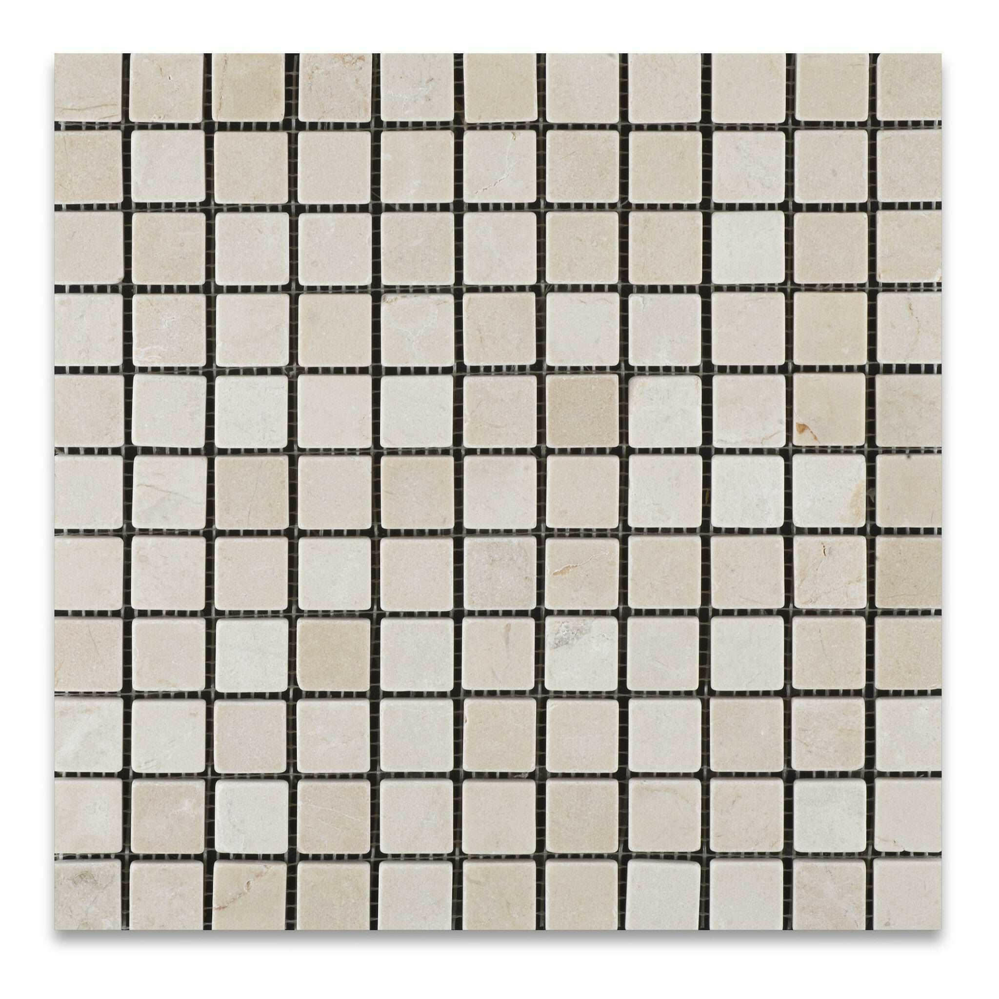 1 X 1 Crema Marfil Marble Tumbled Mosaic Tile