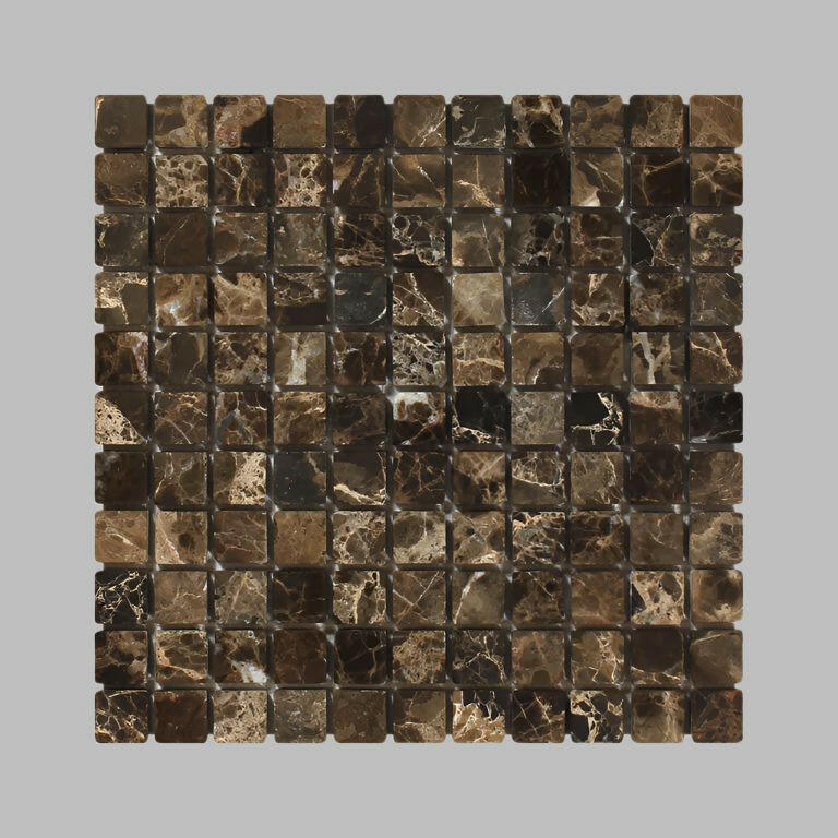 1 X 1 Emperador Dark Marble Tumbled Mosaic Tile-Marble Mosaic-American Tile Depot