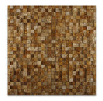 1 X 1 Gold / Yellow Travertine HI-LOW Split-Faced Mosaic Tile-Travertine Mosaic-American Tile Depot