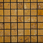 1 X 1 Gold / Yellow Travertine Tumbled Mosaic Tile-Travertine Mosaic-American Tile Depot