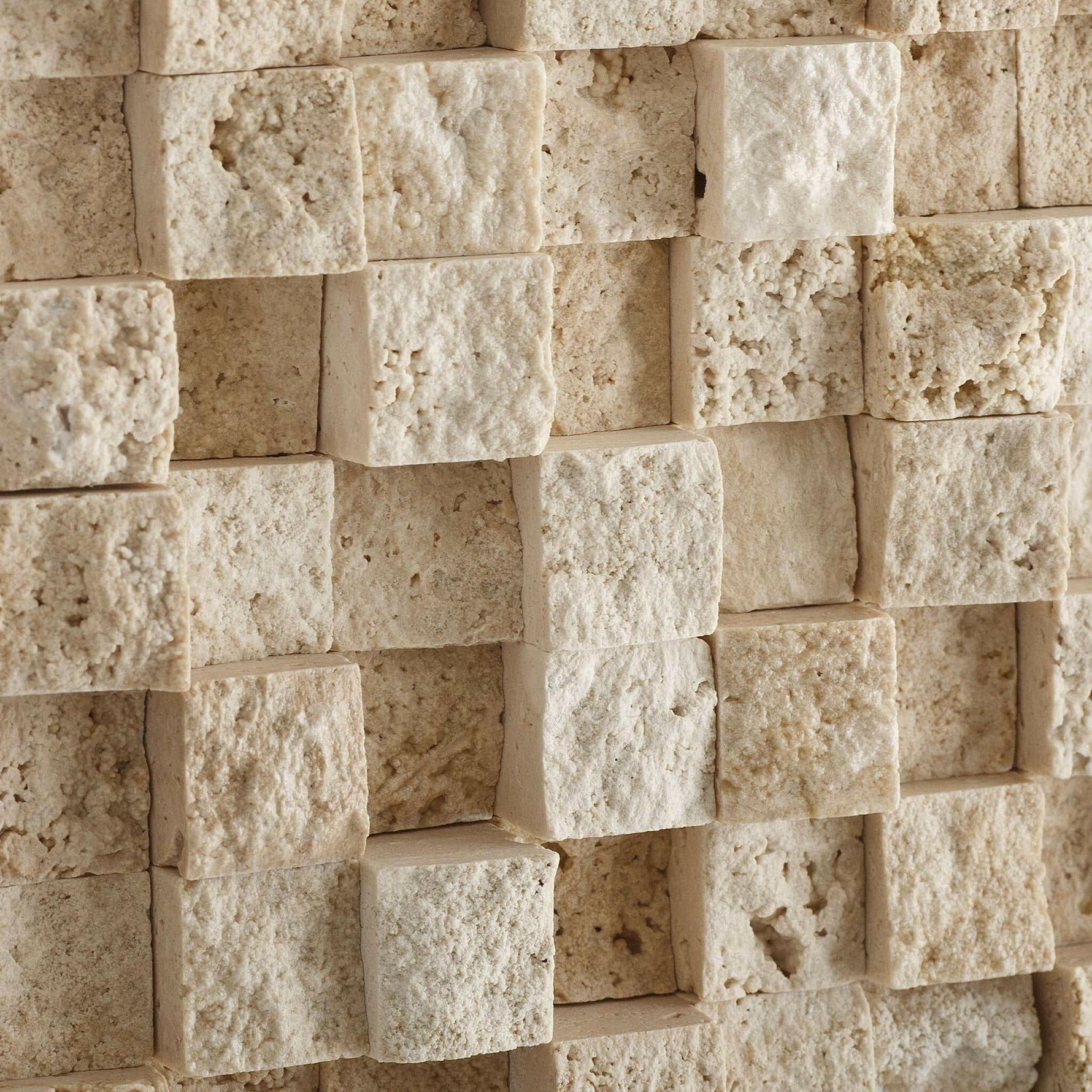 1 X 1 Ivory Travertine HI-LOW Split-Faced Mosaic Tile-Travertine Mosaic-American Tile Depot