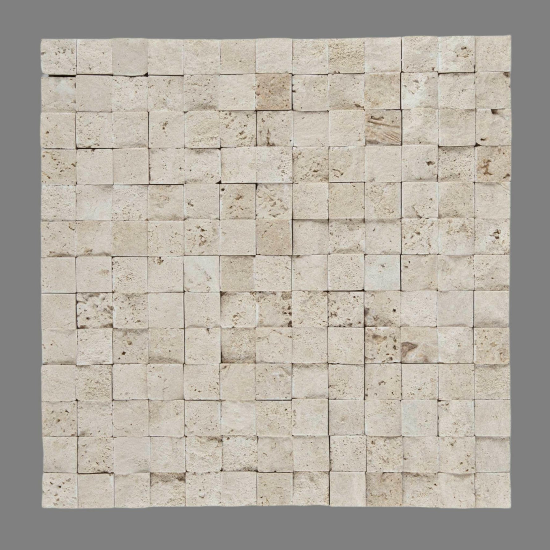 1 X 1 Ivory Travertine Split-Faced Mosaic Tile-Travertine Mosaic-American Tile Depot