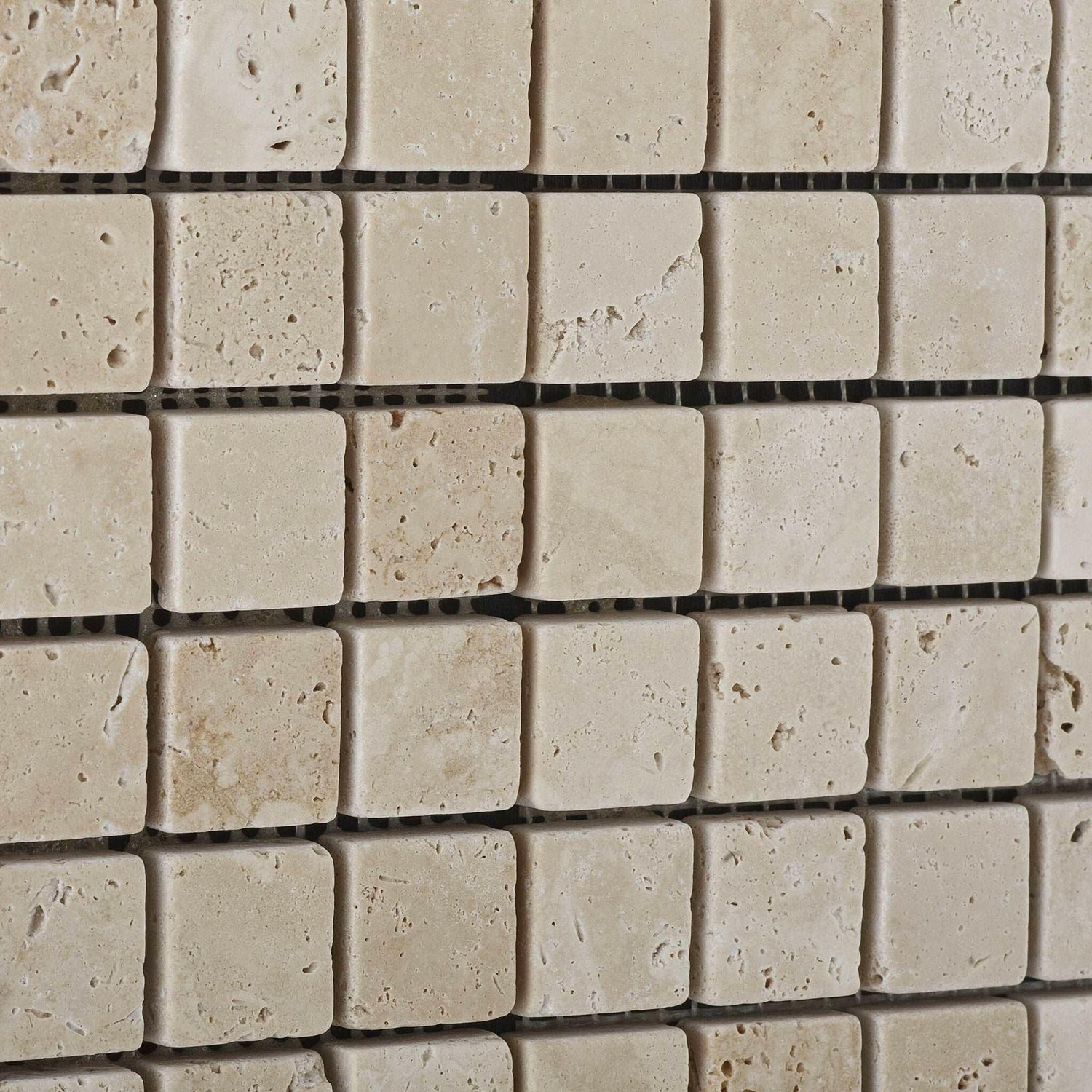 1 X 1 Ivory Travertine Tumbled Mosaic Tile-Travertine Mosaic-American Tile Depot