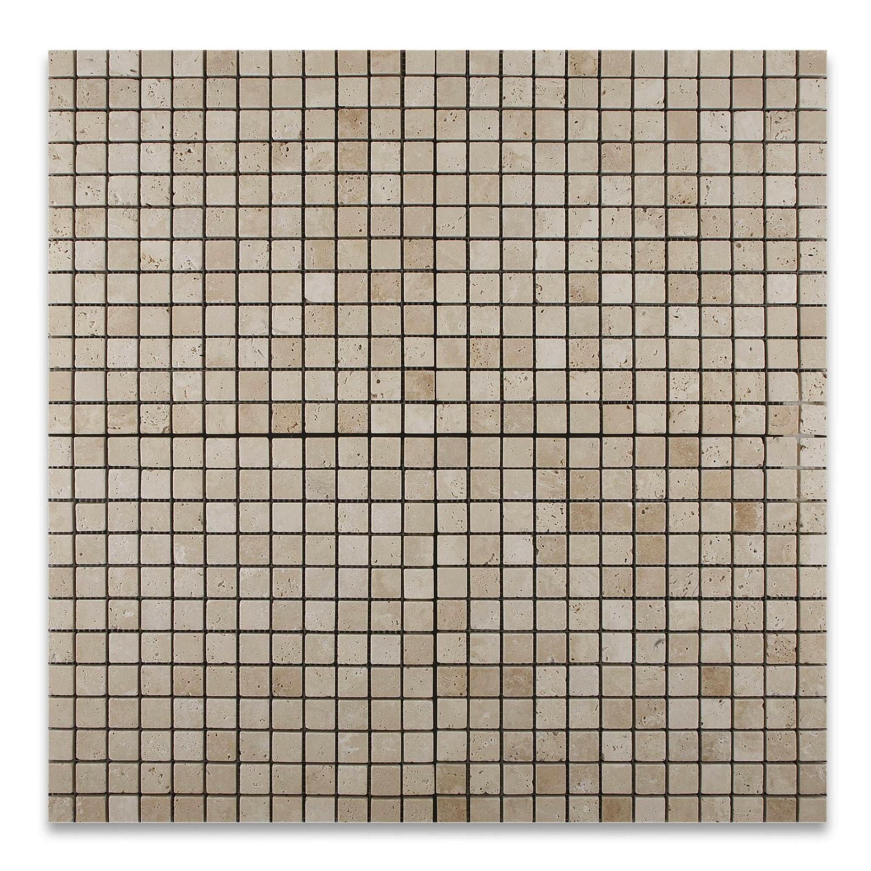 1 X 1 Ivory Travertine Tumbled Mosaic Tile-Travertine Mosaic-American Tile Depot