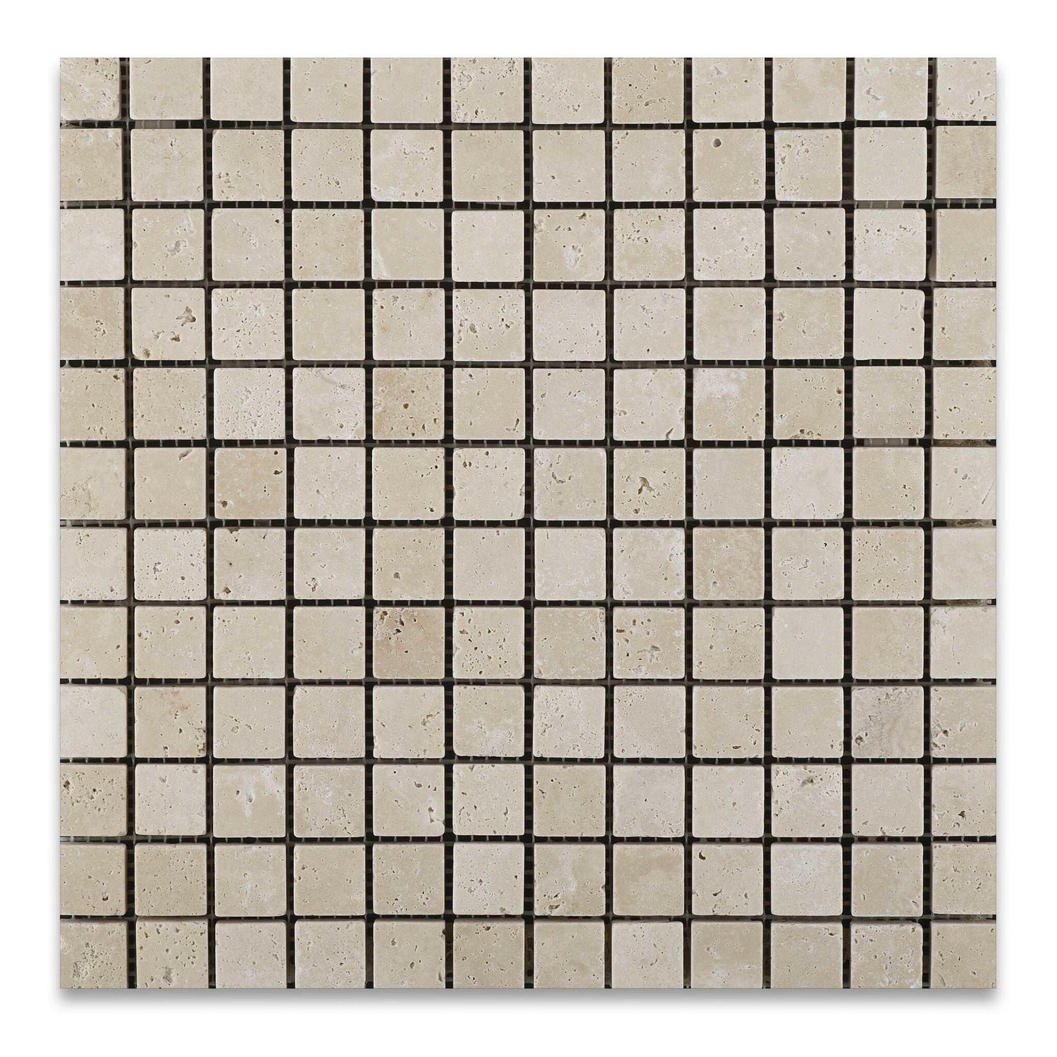 1 X 1 Ivory Travertine Tumbled Mosaic Tile-Travertine Mosaic-American Tile Depot