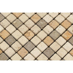 1 X 1 Mixed Travertine Tumbled Mosaic Tile-Travertine Mosaic-American Tile Depot