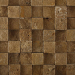 1 X 1 Noce Travertine HI-LOW Split-Faced Mosaic Tile-Travertine Mosaic-American Tile Depot