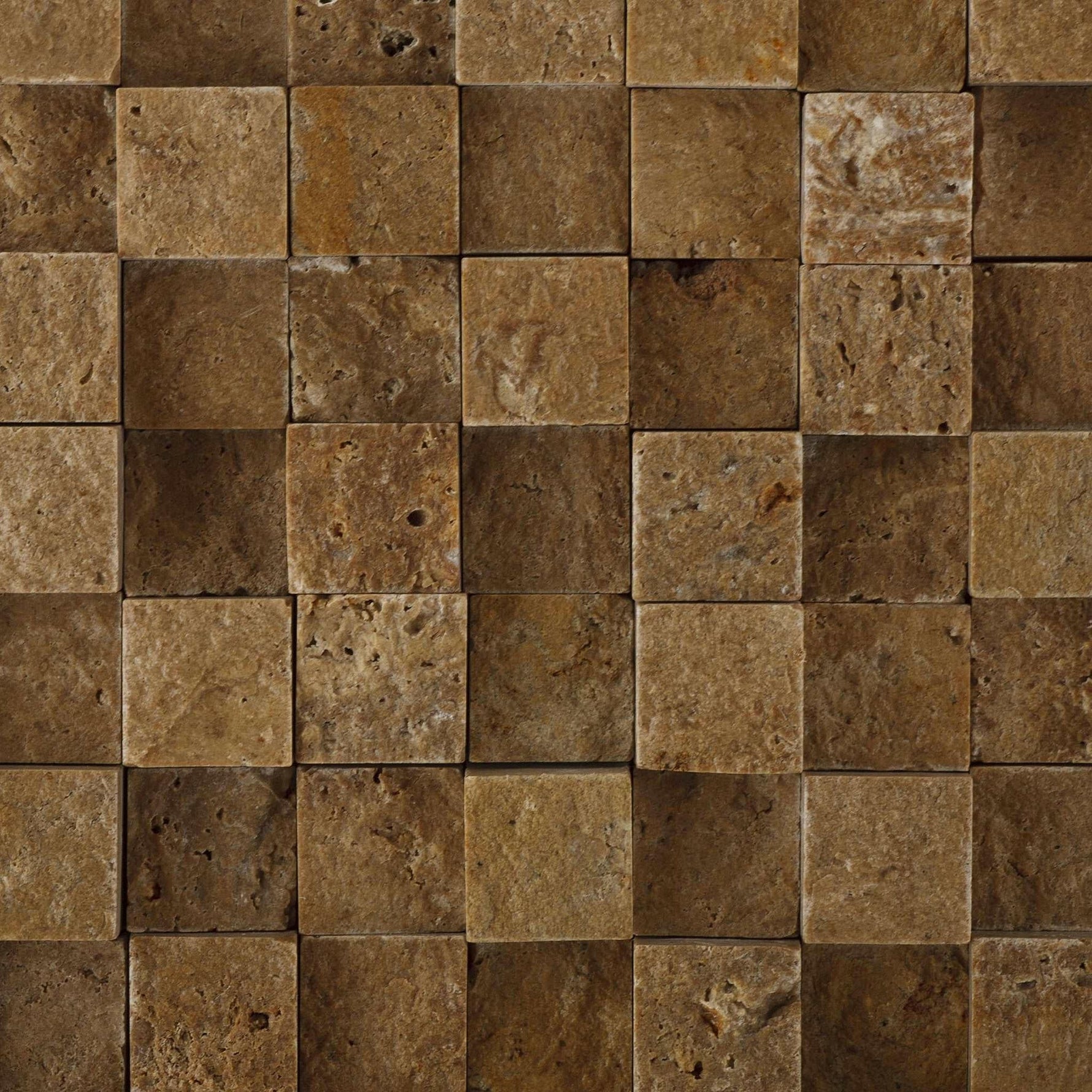 1 X 1 Noce Travertine HI-LOW Split-Faced Mosaic Tile-Travertine Mosaic-American Tile Depot