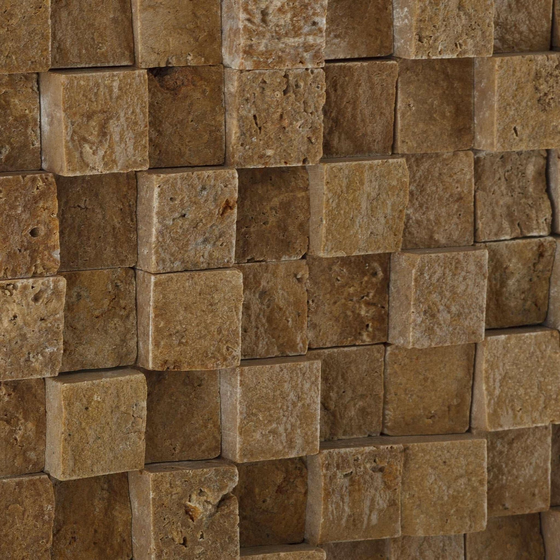 1 X 1 Noce Travertine HI-LOW Split-Faced Mosaic Tile-Travertine Mosaic-American Tile Depot