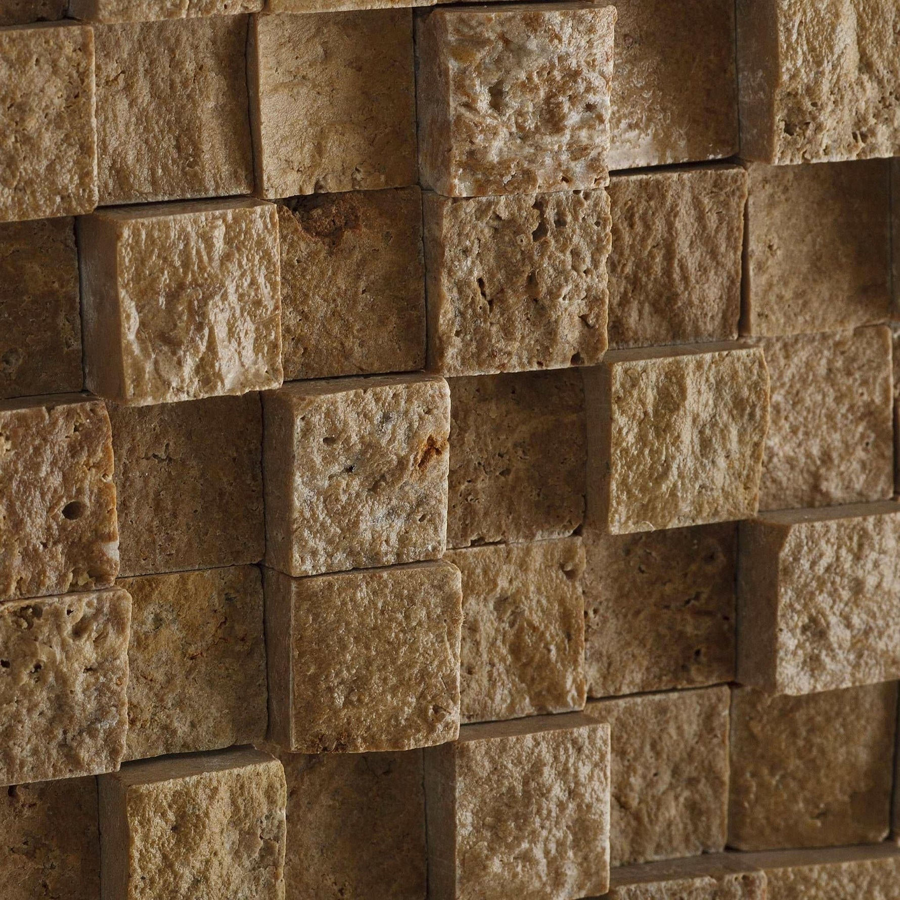 1 X 1 Noce Travertine HI-LOW Split-Faced Mosaic Tile-Travertine Mosaic-American Tile Depot