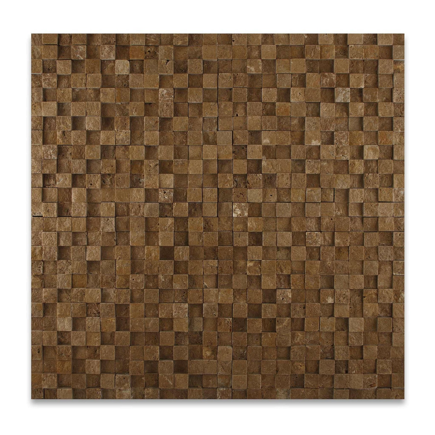 1 X 1 Noce Travertine HI-LOW Split-Faced Mosaic Tile-Travertine Mosaic-American Tile Depot