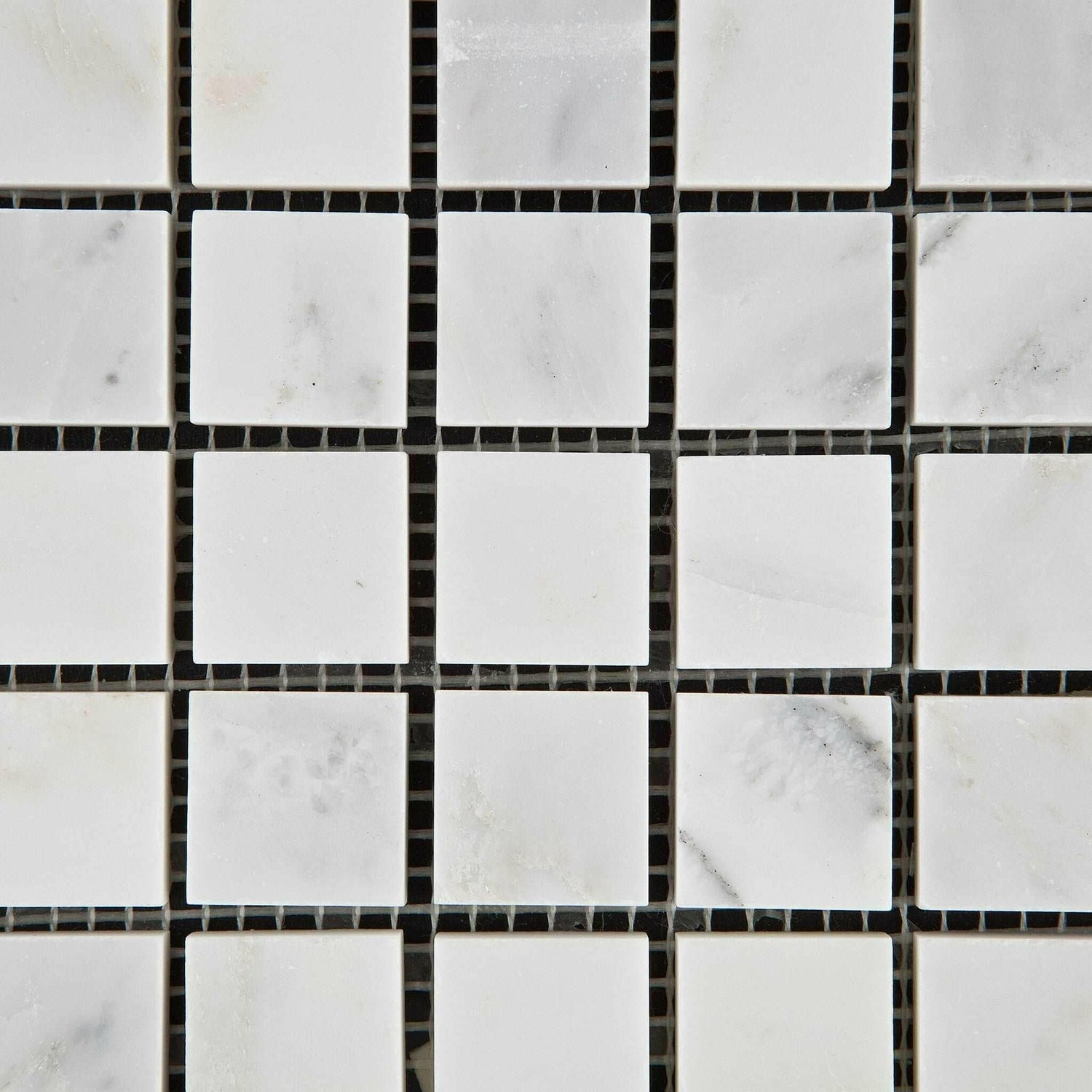 1 X 1 Oriental White / Asian Statuary Marble Honed Mosaic Tile-Marble Mosaic-American Tile Depot