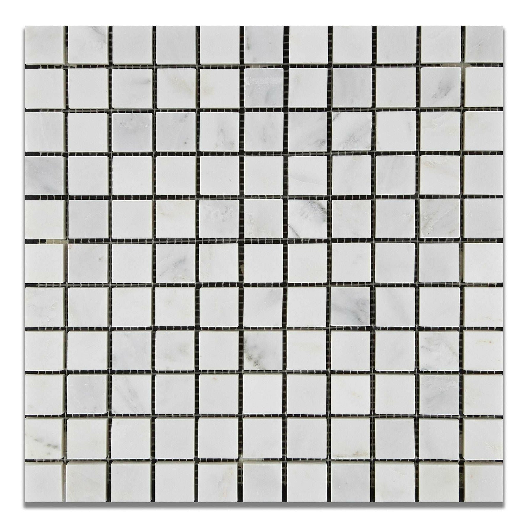 1 X 1 Oriental White / Asian Statuary Marble Honed Mosaic Tile-Marble Mosaic-American Tile Depot