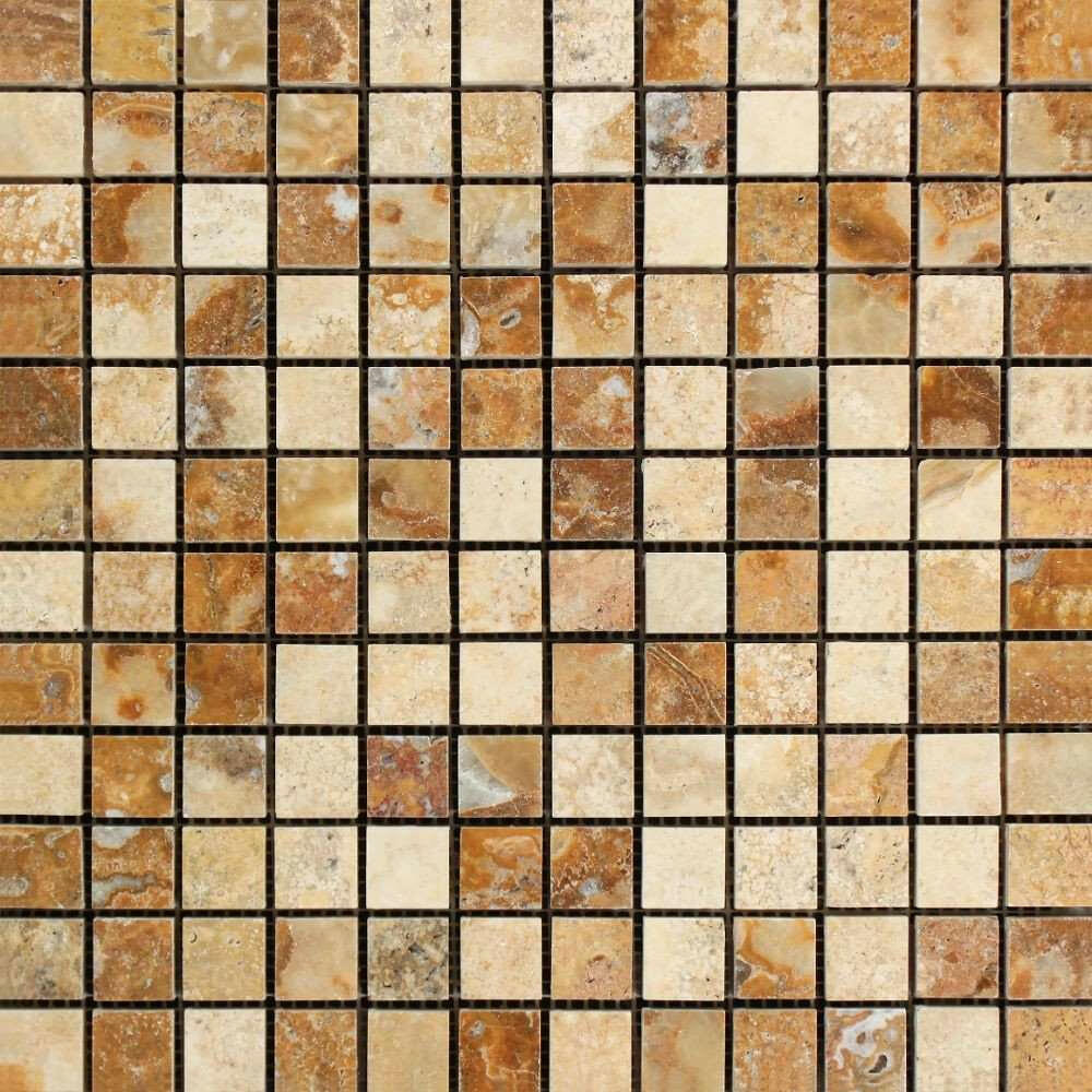 1 X 1 Scabos Travertine Polished Mosaic Tile-Travertine Mosaic-American Tile Depot