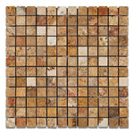 1 X 1 Scabos Travertine Tumbled Mosaic Tile-Travertine Mosaic-American Tile Depot