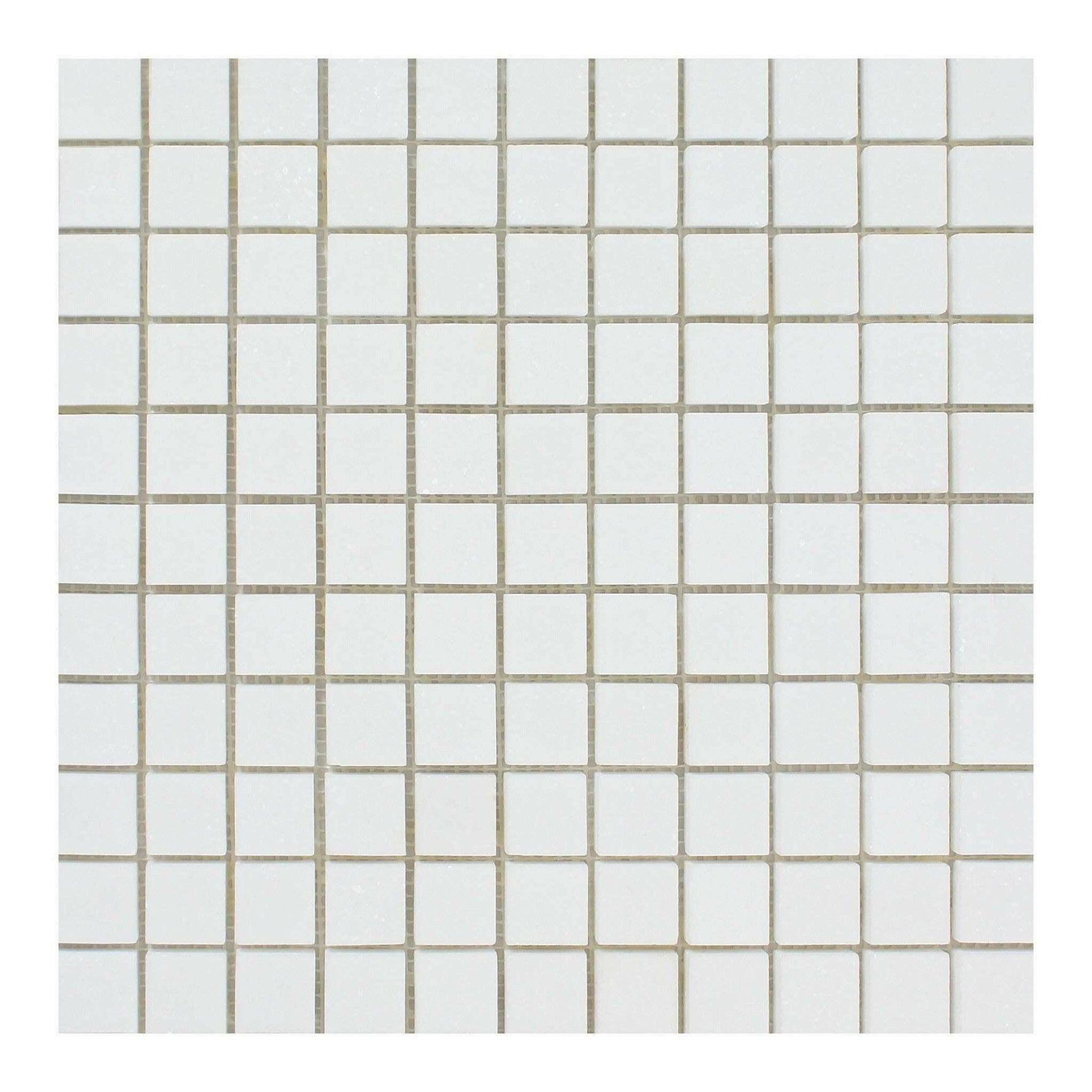 1 X 1 Thassos White Marble Honed Mosaic Tile-Marble Mosaic-American Tile Depot