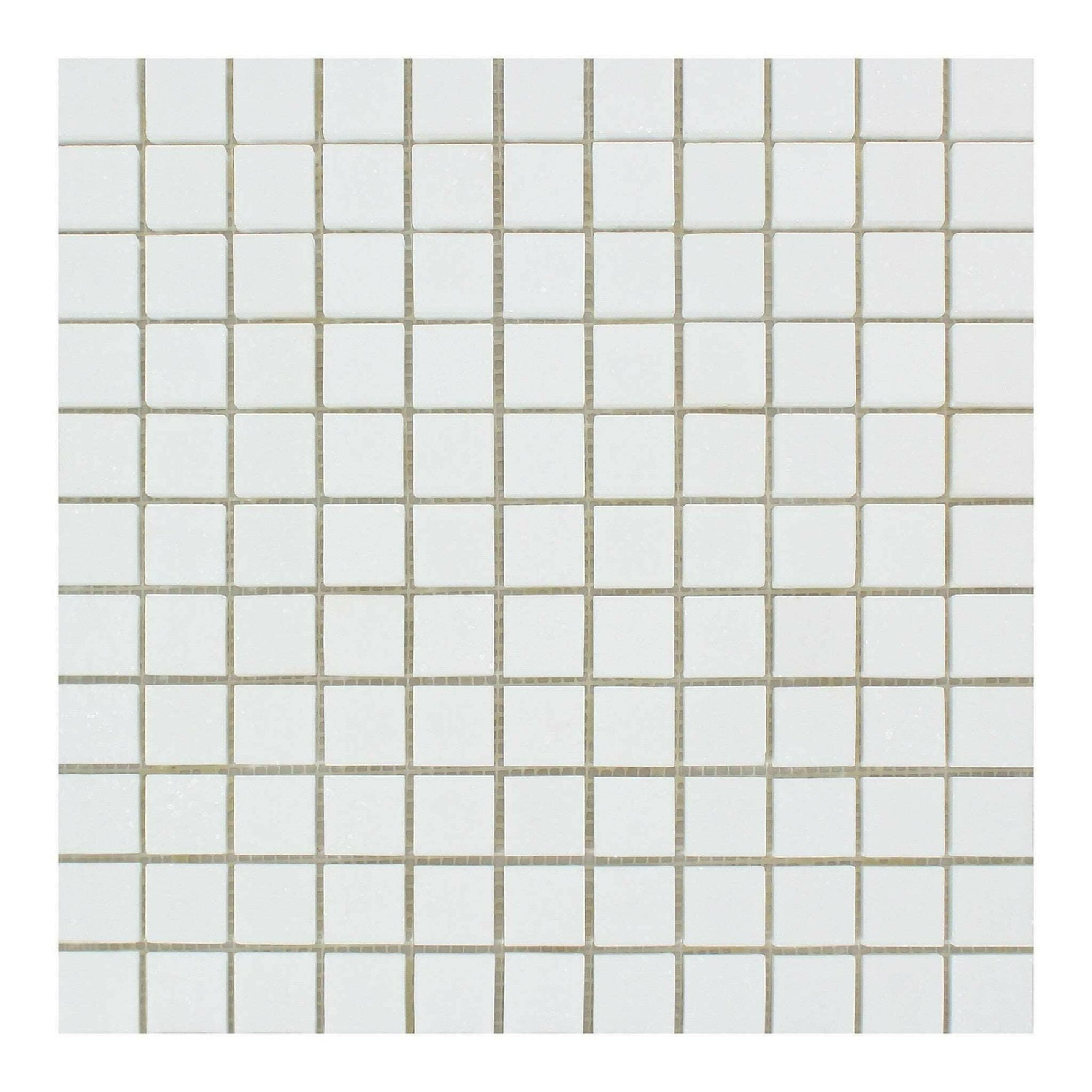 1 X 1 Thassos White Marble Honed Mosaic Tile-Marble Mosaic-American Tile Depot