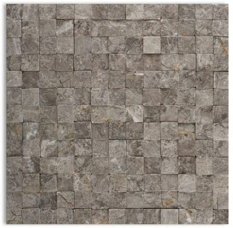 1 X 1 Tundra Gray (Atlantic Gray) Marble Split-Faced Mosaic Tile-Marble Mosaic-American Tile Depot