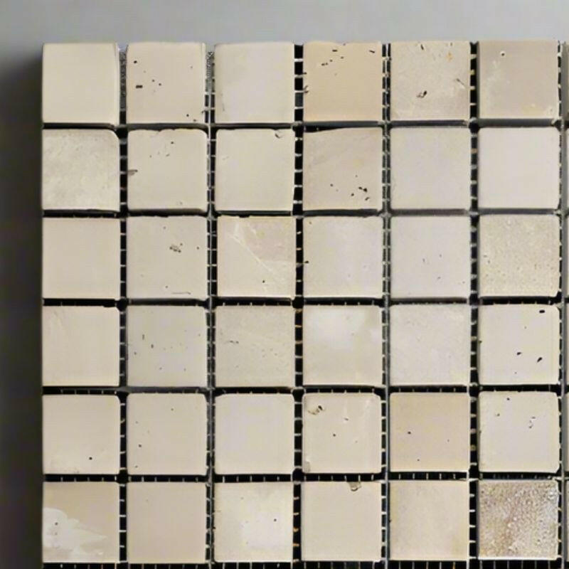 1 X 1 Walnut Travertine Tumbled Mosaic Tile-Travertine Mosaic-American Tile Depot