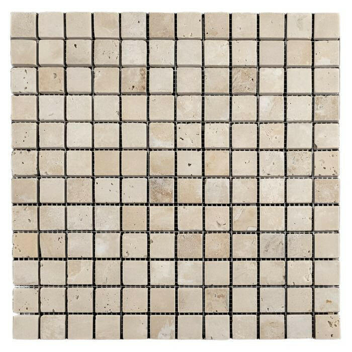 1 X 1 Walnut Travertine Tumbled Mosaic Tile-Travertine Mosaic-American Tile Depot