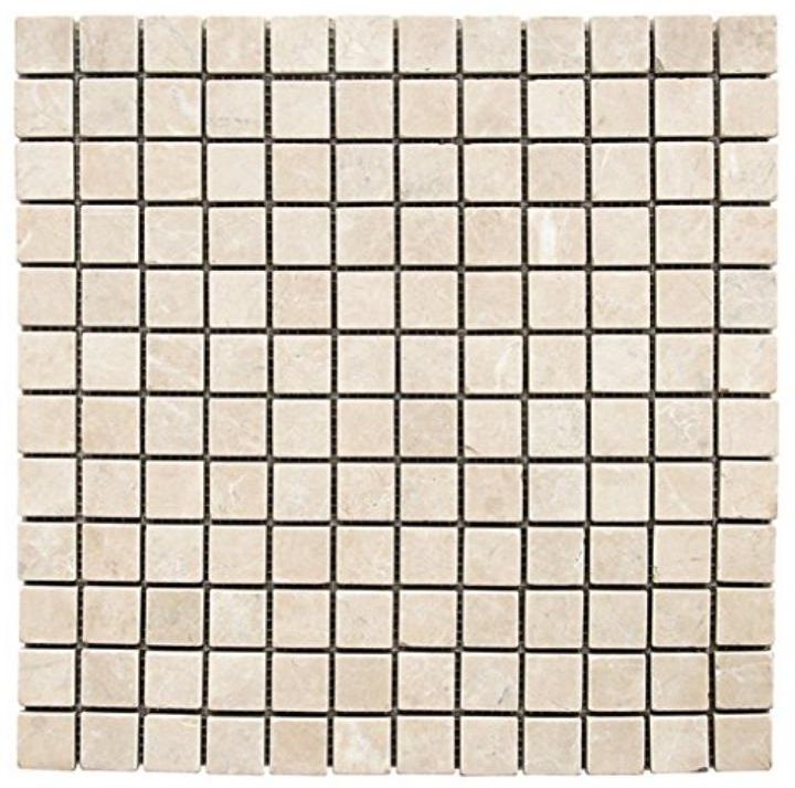 1 X 1 White Pearl / Botticino Marble Polished Mosaic Tile-Marble Mosaic-American Tile Depot