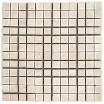 1 X 1 White Pearl / Botticino Marble Polished Mosaic Tile-Marble Mosaic-American Tile Depot