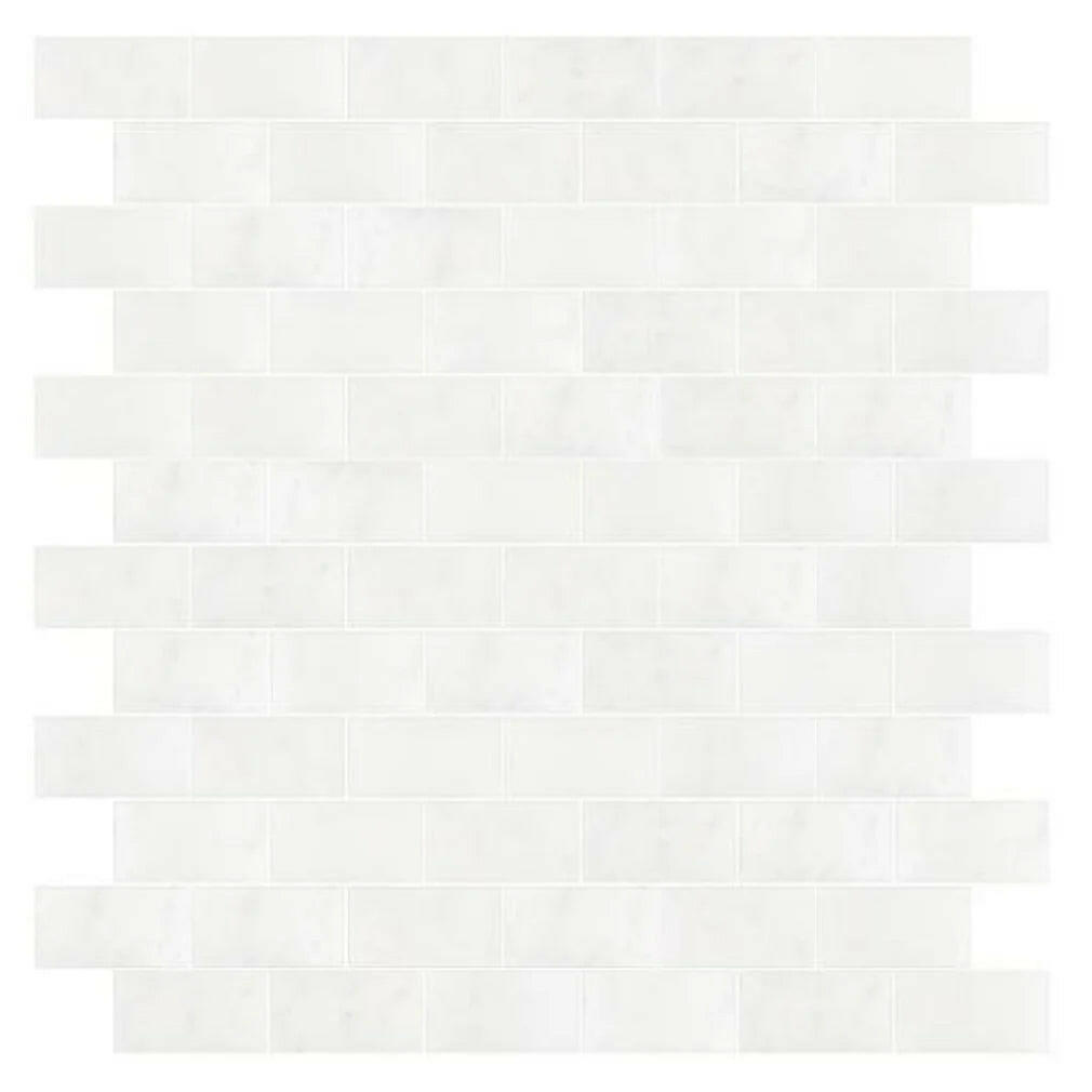 1 X 2 Afyon White Marble Polished Brick Mosaic Tile-Marble Mosaic-American Tile Depot