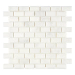 1 X 2 Afyon White Marble Polished Brick Mosaic Tile-Marble Mosaic-American Tile Depot