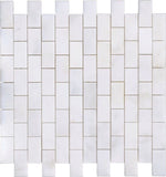 1 X 2 Afyon White Marble Polished Brick Mosaic Tile-Marble Mosaic-American Tile Depot