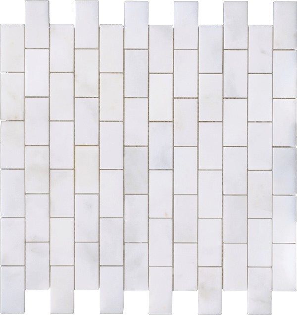 1 X 2 Afyon White Marble Polished Brick Mosaic Tile-Marble Mosaic-American Tile Depot