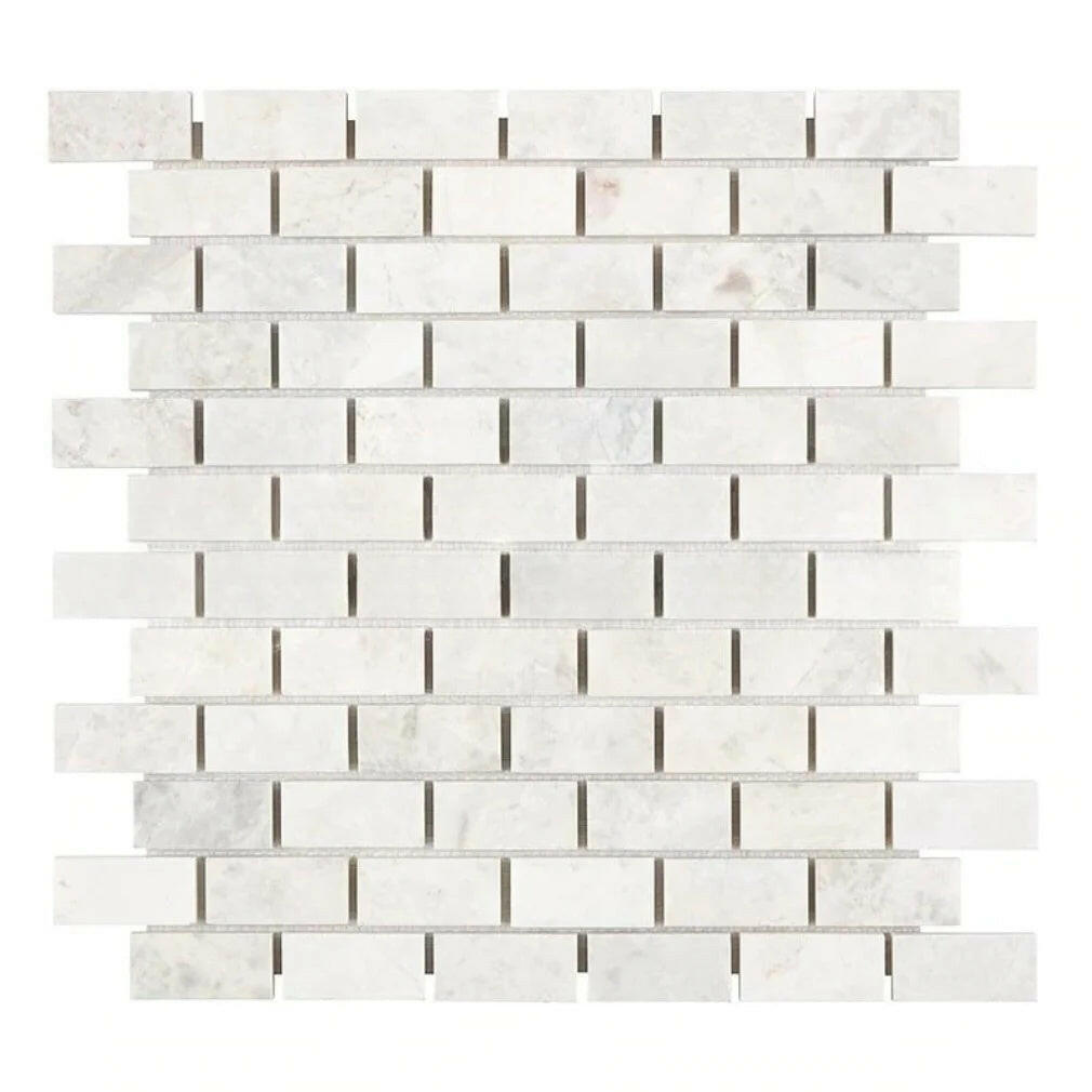 1 X 2 Bianco Congelato Dolomite Leathered Brick Mosaic Tile-Marble Mosaic-American Tile Depot