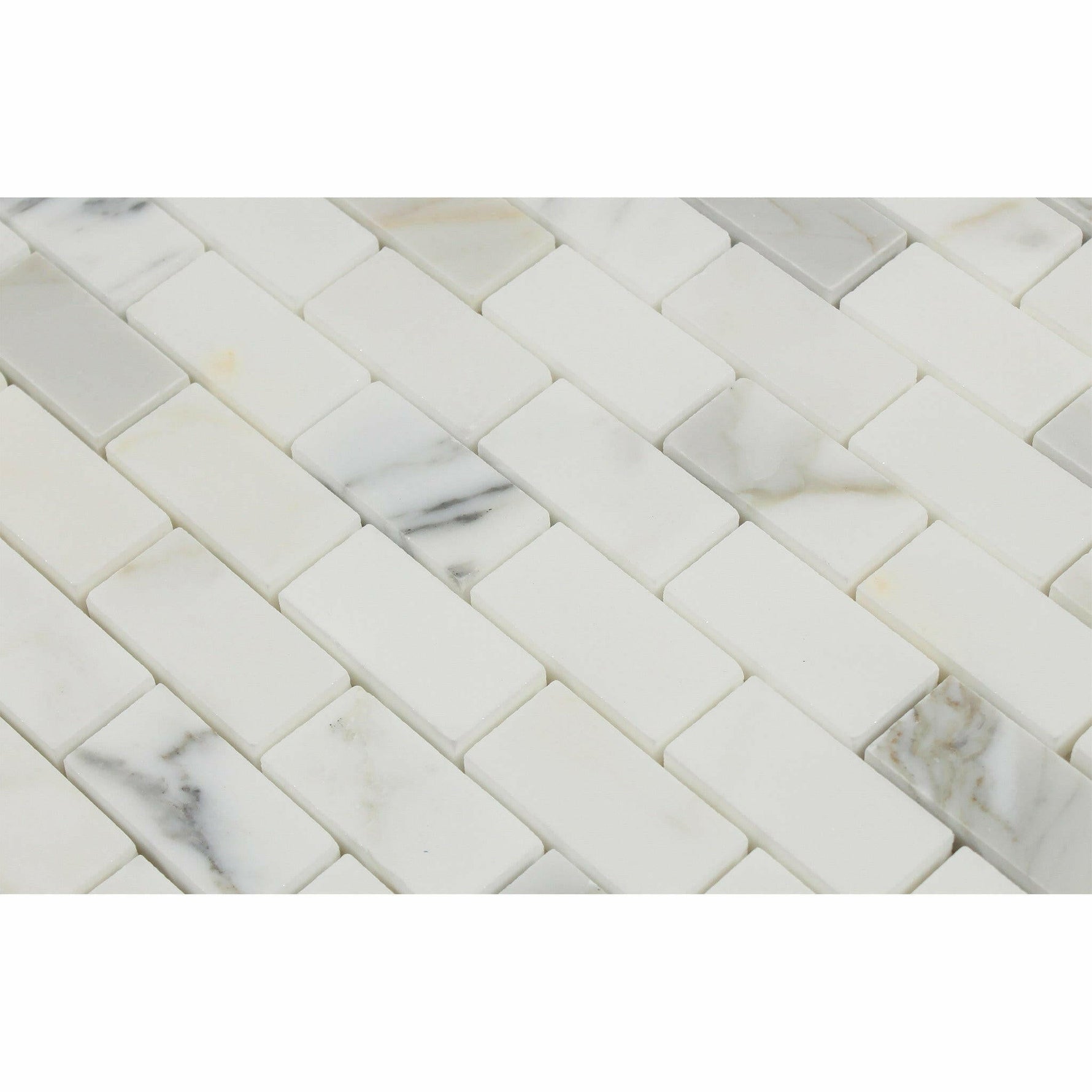 1 X 2 Calacatta Gold Marble Honed Brick Mosaic Tile-Marble Mosaic-American Tile Depot