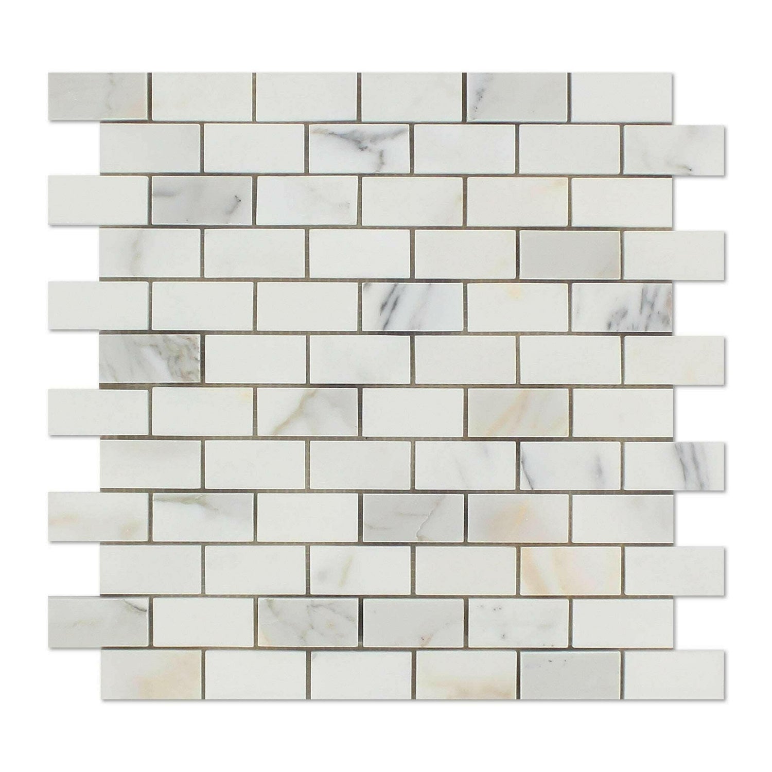 1 X 2 Calacatta Gold Marble Honed Brick Mosaic Tile-Marble Mosaic-American Tile Depot