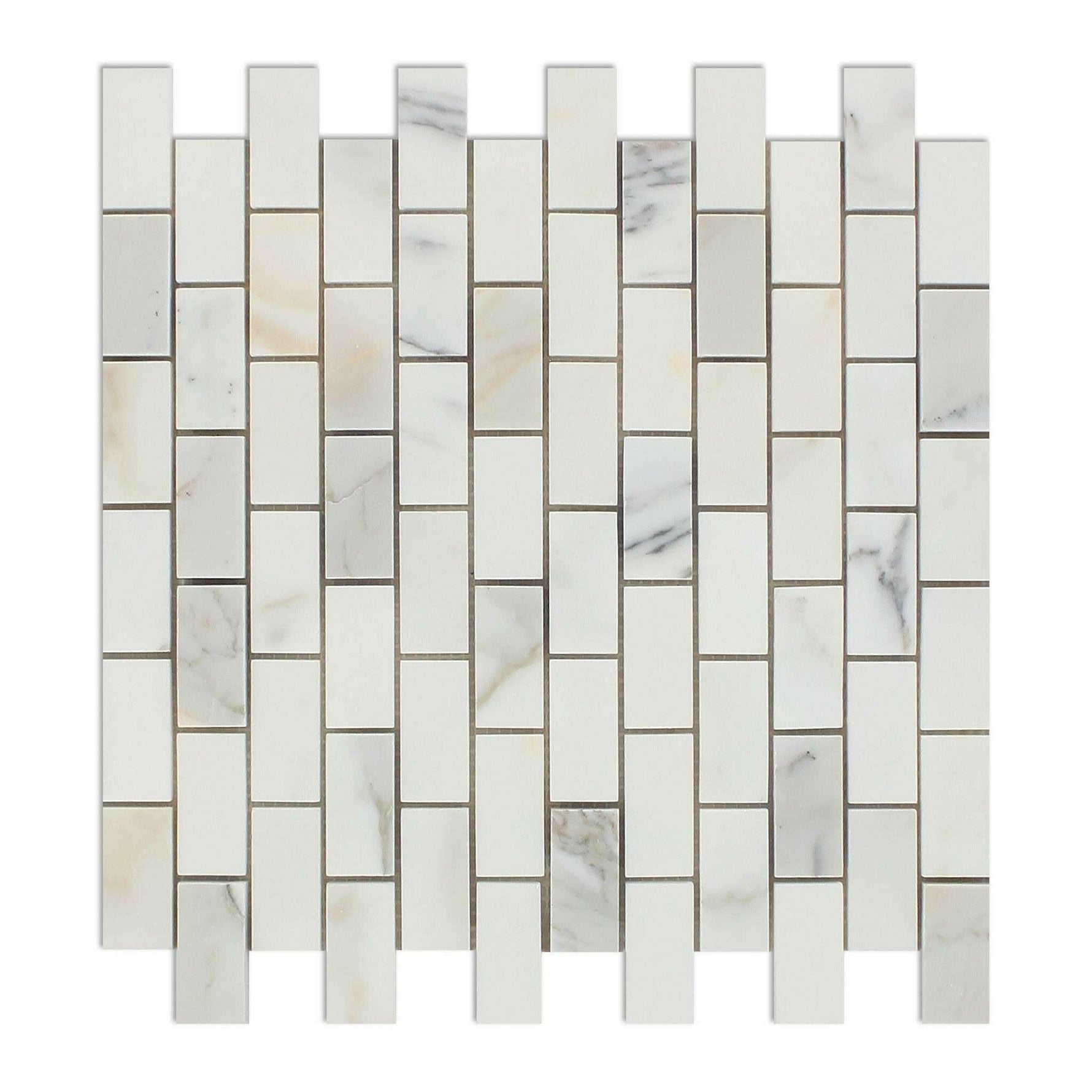 1 X 2 Calacatta Gold Marble Polished Brick Mosaic Tile-Marble Mosaic-American Tile Depot