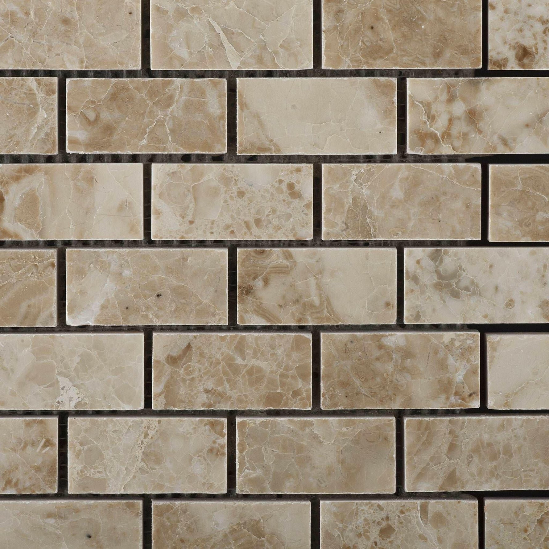 1 X 2 Cappuccino Marble Polished Brick Mosaic Tile-Marble Mosaic-American Tile Depot