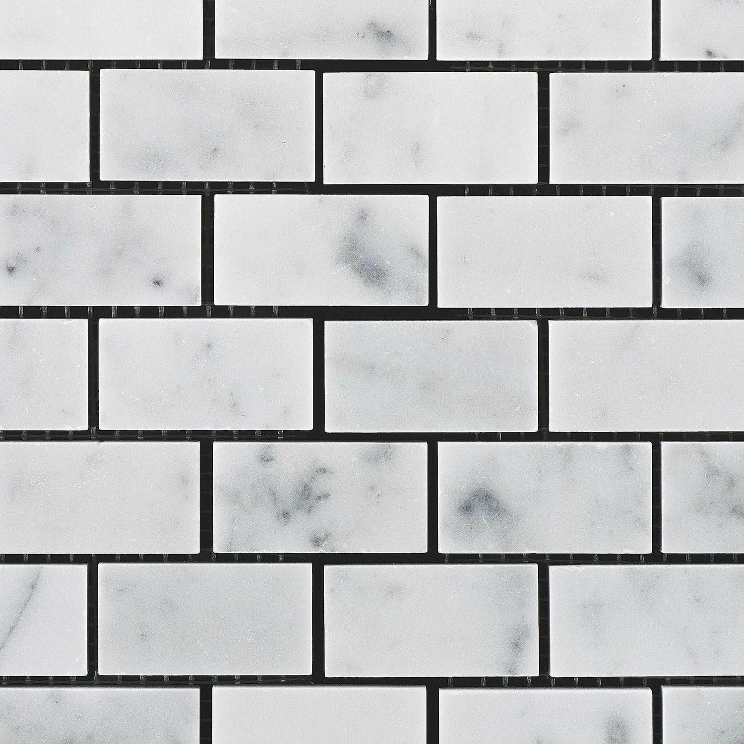 1 X 2 Carrara White Marble Honed Brick Mosaic Tile-Marble Mosaic-American Tile Depot