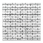 1 X 2 Carrara White Marble Polished Brick Mosaic Tile-Marble Mosaic-American Tile Depot