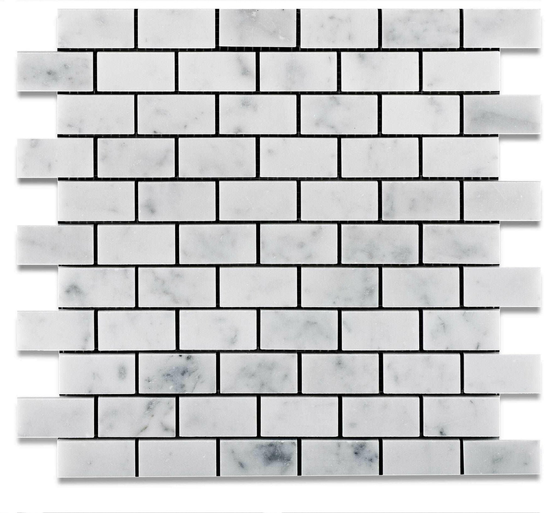 1 X 2 Carrara White Marble Polished Brick Mosaic Tile-Marble Mosaic-American Tile Depot