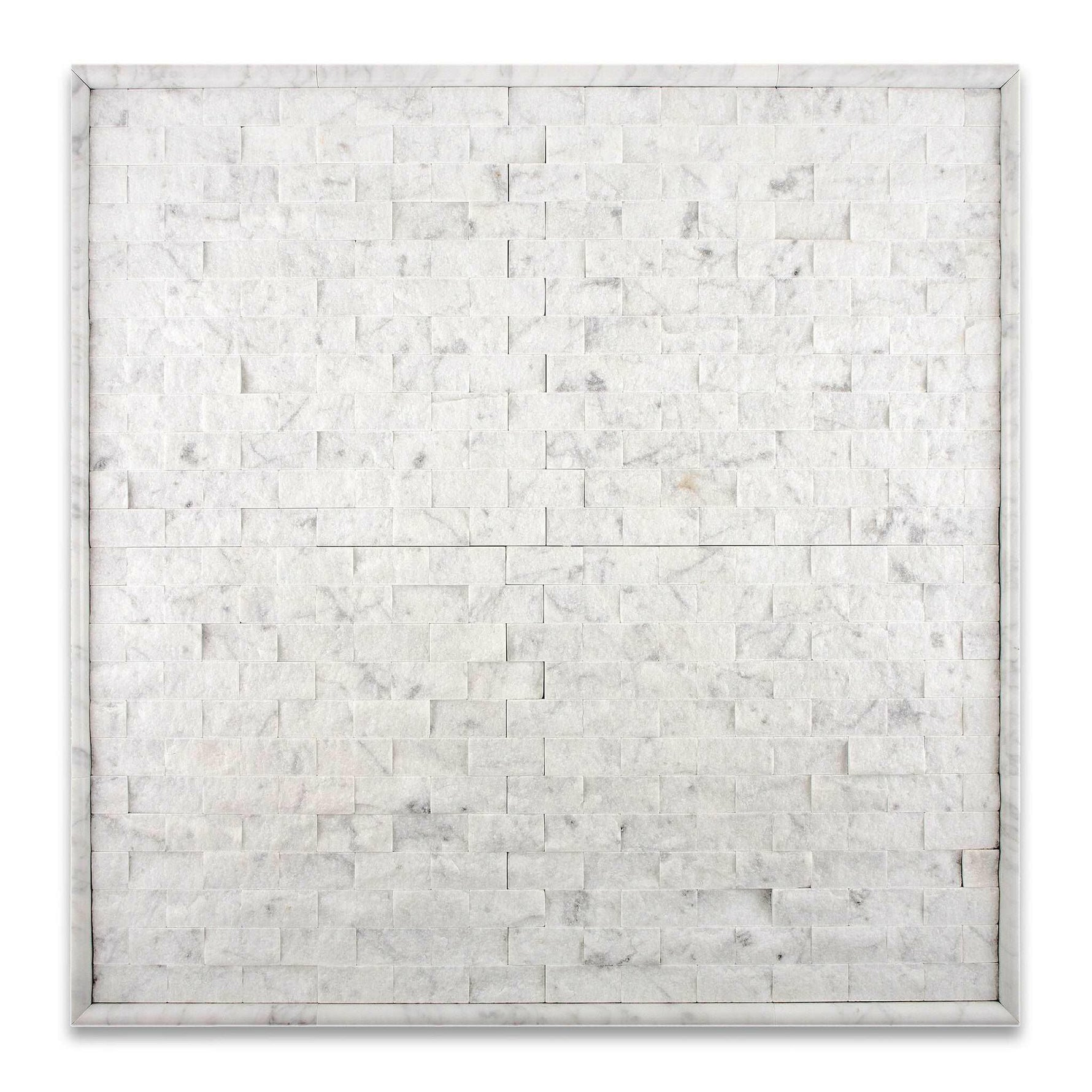 1 X 2 Carrara White Marble Split-Faced Mosaic Tile-Marble Mosaic-American Tile Depot