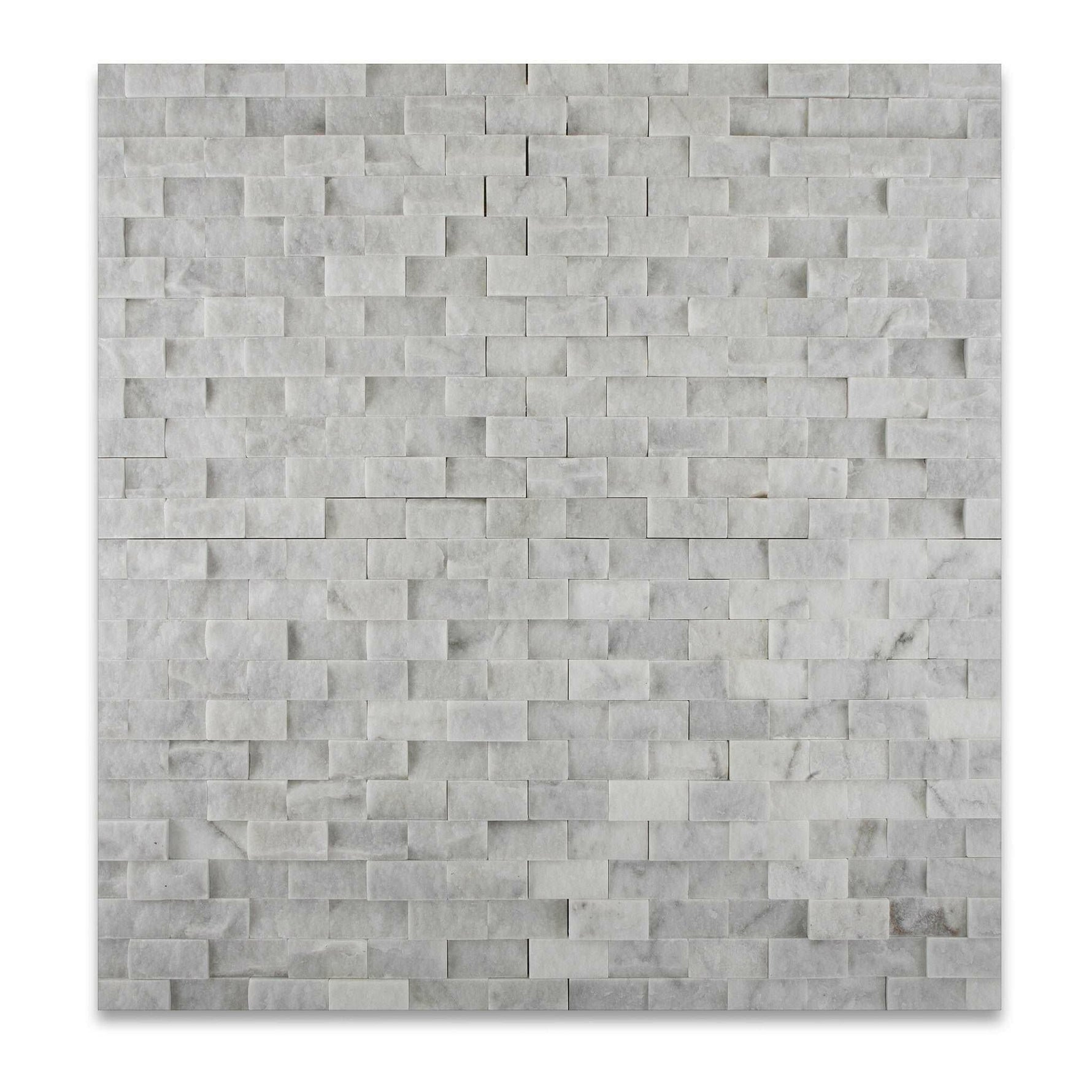 1 X 2 Carrara White Marble Split-Faced Mosaic Tile-Marble Mosaic-American Tile Depot